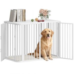 Hzuaneri Cage pour Chien, Cages d'intérieur avec Coussin, Design Moderne à Portes Multiples, Table d'appoint en Bois, Convient aux Grands Chiens, 108 x 66 x 77,5 cm Blanc DFC86713W (Hzuaneri FR, neuf)