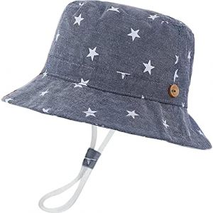 XYIYI Denim Etoil&eacute; Enfants B&eacute;b&eacute; Chapeau de Soleil Coton Seau Chapeau Casquette de Plaged'&eacute;t&eacute; avec Jugulaire R&eacute;glable pour 4-8 Ans (XYIYI-UK, neuf)