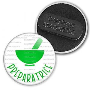 Badgmania Badge Magn&eacute;tique 3.8cm Pr&eacute;paratrice en Pharmacie Mortier Vert Fond Blanc Identifiant Pharmacie (Badgmania, neuf)