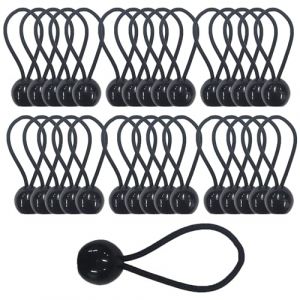 30pcs Tendeur Elastique avec Boule, Sandow Elastique, Tendeur Bache pour Bannière, Pavillon, Bâche, Camping, Tente, Rideaux Harnais d’Extension, Épaisseur 4mm Très Fort (30) (Larilotte, neuf)