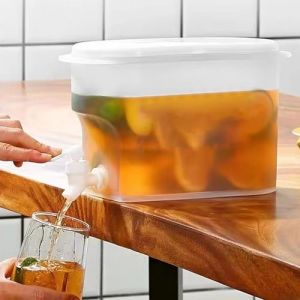 Distributeur De Boisson | Distributeur Eau Frigo | Carafe À Jus Avec Robinet | Pour Les Boissons Froides, Jus De Fruits, Cocktails, Pratique À Réfrigérer 11x25x18cm (auedty, neuf)