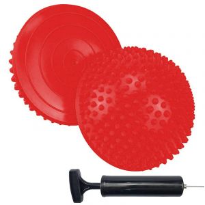 KMOCEPLY Lot de 2 dosettes d'équilibre en forme de hérisson avec pompe, coussin d'équilibre, ballon d'équilibre de fitness demi-picots avec pompe pour massage, stabilité, entraînement musculaire, yoga (MIDOKL, neuf)