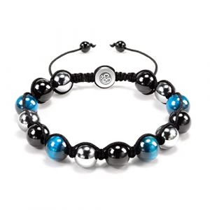 VGWON Cadeau Homme Bracelet pour Homme, 10 mm Noir Bleu H&eacute;matite Pierre Naturelle Perle Oeil de Tigre, Bracelet pour Homme Femme (VGWON-EU, neuf)