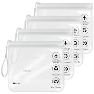 Aucuu Trousse de Toilette Transparente Femme, 20x20cm Kit Voyage Avion Cabine Sac &agrave; Liquide 1L Pochette Transparente Voyage, Sac de Voyages Transparent Trousse pour Liquides Femmes & Hommes (Aucuu&reg;-EU, neuf)