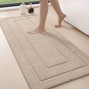 DEXI Tapis Salle de Bain Antid&eacute;rapant 60 x 150 cm, Moelleux en Microfibre, Absorbant l'eau, Lavable en Machine, Extra Epais, pour Douche, Baignoire, Beige (DEXI-Direct, neuf)