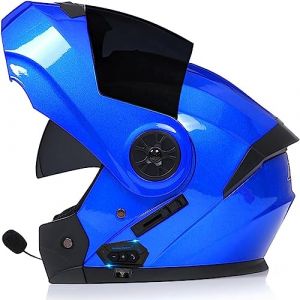 Adulte Bluetooth Modulable Casque Moto Homme Et Femme ECE Homologué Flip Up Casque Moto avec Double Visière pour Anti-Collision Casque Scooter Integral Modulable Locomotive Casque (GLHXD, neuf)