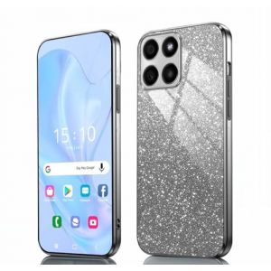 GOKEN Coque pour Honor 70 Lite/Honor X6 / Honor X8 5G - Housse Antichoc en Silicone Souple, &Eacute;tui avec Bords &Eacute;lectroplatin&eacute;s et Carte &agrave; Paillettes Int&eacute;gr&eacute;e, Cover Case, Noir D&eacute;grad&eacute; (ALIDOU, neuf)