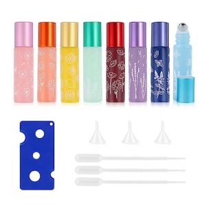 8 PCS Roll on Vide 10ml, Roll on Huiles Essentielles, Flacon Vide Huile Essentielle Verre, Flacon Roll on Vide pour Huile Essentielle, Rechargeable, Aromathérapie, Parfum (hanchudianzi, neuf)