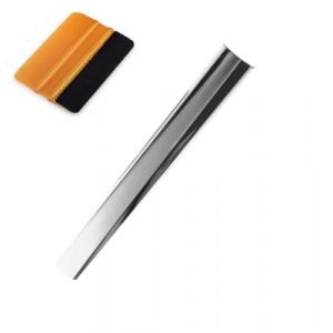 Kit Bandeau Pare Soleil Film réfléchissant Noir Chrome 150X20cm avec raclette Douce (Station Mania, neuf)