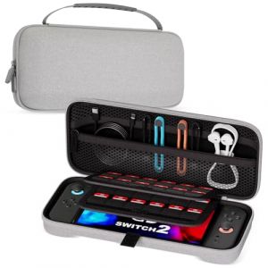 ProCase Pochette Transport pour Nintendo Switch 2, Housse Switch 2 avec 24 Emplacements pour Cartes de Jeu, &Eacute;tui Sacoche Voyage de Protection pour Console Joy-Con et Accessoires -Gris (Zibo Store, neuf)