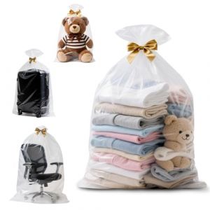 Origuuds Sacs de Rangement Plastique Transparent, 80cm x 100cm Extra Large Grands Sacs en Plastique Refermable sac D&eacute;m&eacute;nagement Etanche sac Rangement Valise pour Couette Vetement (40 &micro;m/5 Sacs) (Origuuds EU, neuf)