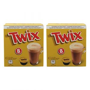 Twix Pods Lot de 2 bo&icirc;tes de Poudre de Cacao, Boissons au Chocolat, 2 bo&icirc;tes de 8 Capsules compatibles Dolce Gusto (Hibisway, neuf)
