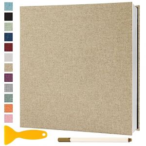 Album Photo Adhesif Vierge 33x32 CM Classeur Photo Livre Photo Personnalisable Scrapbook de Classe Mariage Livre D'or Enfant Bebe DIY Carte Postale, 40 Pages Kaki (Semfalbuums, neuf)