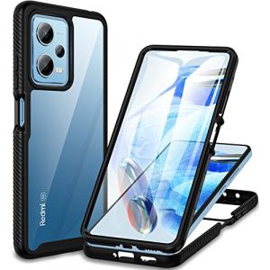 CENHUFO Coque Xiaomi Redmi Note 12 Pro 5G/4G, Coque Xiaomi Poco X5 Pro 5G, Antichoc Housse avec Protection écran, 360 Degrés Téléphone Etui Double Face Bumper Transparent Case Intégrale Coque - Noir (CENHUFO FR, neuf)