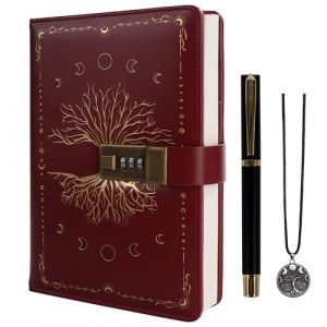 TIEFOSSI Journal avec cadenas, journal vintage arbre de vie avec cadenas pour femmes et hommes, carnet rechargeable A5 avec cadenas pour écrire, 224 pages numérotées (TIEFOSSI Office, neuf)