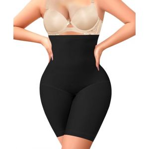 Culotte Gainante Femme Ventre Plat Invisible Short Gainant Taille Haute Gaine Amincissante Invisible Panty Gainant Anti Frottement Cuisse Minceur Shapewear Dentelle Shorts (Noir-Smooth,S) (YARRCO, neuf)