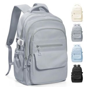 HYC00 Sac &agrave; Dos D'&eacute;cole Fille Ado Sacs &agrave; Dos Scolaire Coll&egrave;ge Sac Universitaire Femme Casual Daypacks Imperm&eacute;able Laptop Backpack L&eacute;ger Sacs Ados Voyage Femme Bookbag College Work Bag,Gris (SUNMOP, neuf)