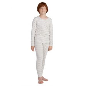 LAPASA Ensemble de sous-Vêtements Thermiques Garçon 4-13 Ans Léger et Chaud Hiver Haut Maillot de Corps & Pantalon Sport & Extérieur Hiver B03 Rayures Gris & Blanc 7-8 Ans (LAPASA-FR, neuf)
