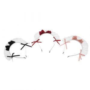 IWOWHERO Lot De 3 Bandeaux &Agrave; N&oelig;ud Pour Adultes Ruban Blanc Accessoires Pour Cheveux Bandeaux En Dentelle Coiffe Cosplay Bandeau Blanc &Agrave; Volants Coiffe Cosplay Bandeau De Soubrette (Ssaaya, neuf)