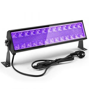 Tube de lumière noire UV 100 W, bar Lampe noire avec câble d'alimentation de 1,5 m - Prise et interrupteur En aluminium - Pour couleur néon, couleur corporelle, Halloween, scènes, décoration de fête (KungMay, neuf)