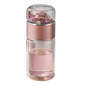Infusifie Infuseur &agrave; th&eacute; en verre 280/350/420 ml Bouteille &agrave; th&eacute; isotherme double couche S&eacute;paration de l'eau et du th&eacute; Bouteille &agrave; th&eacute; Portable de voyage avec filtre en acier inoxydable (rivtandt, neuf)