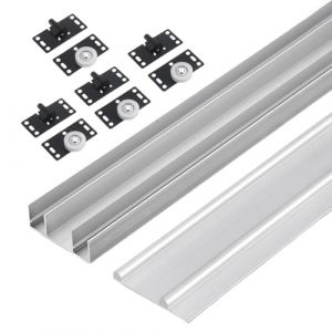 Unikicool Rail Porte Coulissante Double,Kit Porte Coulissante Rail Double,Kit Porte Coulissante,Rail pour Porte coulissante Placard,pour Portes de Placards et de Salle de Bain. (Unikicool, neuf)