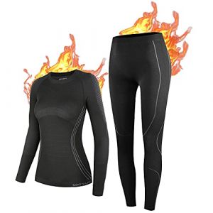 NOOYME sous Vetement Thermique Femme Fonctionnel Ensemble Ski Femme Antibactériens sous Vetement Chaud Femme Flexible Respirant Ensemble de Ski Femme Tenant Chaud pour Automne Hiver (Qiaoge SHOP, neuf)