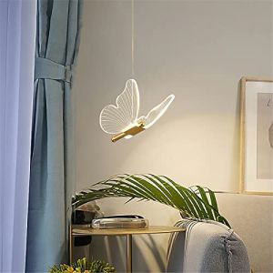 HKLY LED Lampe Suspension Papillons Décorent Lustre Chambre Enfant Fille, Luminaire Suspension Scandinave Acrylique Design Créatif Moderne Plafonnier pour Chambre Salon Restaurant,3000K-6500K (A1) (Clacive, neuf)