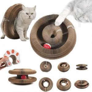 MHwan Jouet Chat, Grattoir Chat 2 en 1 et Jouet pour Chaton avec Cloche, Résistant aux Rayures et Durable, Design en Accordéon, Plusieurs Changements de Forme, Pliable pour Le Rangement (MHwan, neuf)