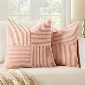 MIULEE Lot de 2 Housse Coussin en Velours C&ocirc;tel&eacute; 45x45cm Rose Housse de Coussin Decoratif Coussin de Canap&eacute; Moderne Doux D&eacute;co Coussin de Canap&eacute; (MIULEE HOME, neuf)