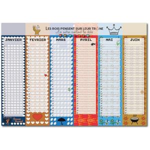 Calendrier perp&eacute;tuel humoristique | &ldquo;Les rois pensent sur le tr&ocirc;ne&rdquo; | Calendrier sans ann&eacute;e pour anniversaires et dates importantes | Recto verso, color&eacute;, &agrave; accrocher aux WC | Cadeau dr&ocirc;le et pratique (Calendrier Evenement, neuf)