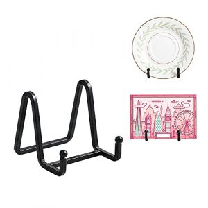 Chevalet Support Presentoir Porte Assiette - 3 Pouces Metal Support Assiette Decorative - Support Cadre Photo de Table - Présentoir de Fer pour Plaque | Livre Cuisine | Carte Postale | Art - Noir (DIDUDIDU, neuf)