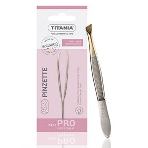 Titania Pince à épiler pointe plaqué or, oblique, pack de 1 (1 x 12 g) (TITANIA Shop, neuf)