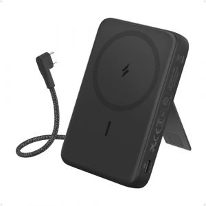 Anker Zolo Power Bank Magnétique, Batterie Externe Portable 10000mAh sans Fil avec Recharge Rapide 30 W Max., câble USB-C intégré et Support Ajustable, pour iPhone séries 15/14, AirPods, et Bien Plus (AnkerDirect FR, neuf)