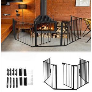 MAYTIIMO Barrière de protection de poêle 300 cm - Pliable avec porte - Barrière de protection en métal pour enfants - 5 pièces (Zandamin, neuf)