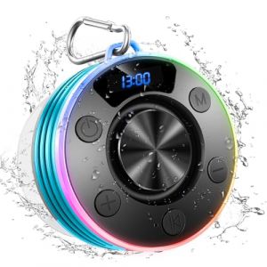 Enceinte Bluetooth Douche, Enceinte Bluetooth 5.4 avec HD Mic, 360&deg; St&eacute;r&eacute;o enceinte bluetooth Portable &Eacute;tanche IPX7 avec Ventouse, 8h Haut-Parleur de Douche Lumi&egrave;re LED pour Salle de Bain, Ext&eacute;rieur (yaolaneuu, neuf)
