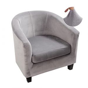 Jaotto Housse de Fauteuil Cabriolet 1 Place, Housse de Fauteuil Crapaud Extensible Chesterfield, Housse Fauteuil Salon Club il Lavable, Couverture de Fauteuil Facile à Installer(Velours#Gris,2 Pièces) (Jaotto, neuf)