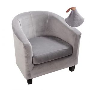 Jaotto Housse de Fauteuil Cabriolet 1 Place,Housse de Fauteuil Crapaud Extensible Chesterfield,Housse Fauteuil Salon Club il Lavable,Couverture de Fauteuil Facile à Installer(Velours#Gris,2 Pièces) (Jaotto, neuf)