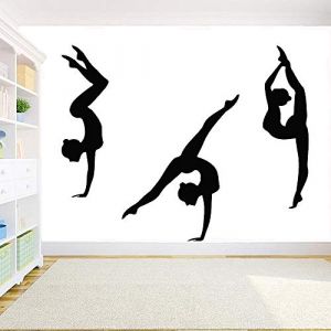 NSRJDSYT Gymnaste Sticker Mural Gym Décor 3 Filles Sport Artistique Gymnastique Sticker Vinyle Stickers pour Filles Chambre Décor Papier Peint 119x94cm (SxMingShang, neuf)