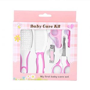 Fdit 6Pcs Trousse de Toilette Bébé Pratique Quotidien Bébé Nail Clipper Ciseaux Brosse à Cheveux Peigne Manucure Soins pour Nouveau-Né Infant Toddler Enfants Rose et Bleu(Rose) (Vijayli, neuf)