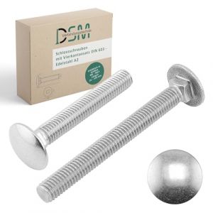 DSM - Boulons &agrave; collet carr&eacute; M5 x 70 mm selon DIN 603 - Acier inoxydable A2/V2A - Filetage complet - Vis &agrave; t&ecirc;te ronde plate avec collet carr&eacute; - Vis de charni&egrave;re de portail - 50 pi&egrave;ces (pack de stock) (DSM-Verbindungstechnik GmbH, neuf)