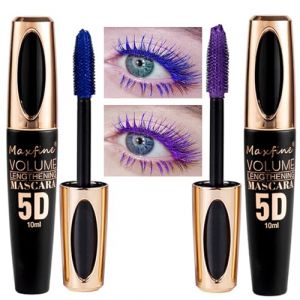 Mascara télescopique violet 5D pour les yeux,Imperméable à l'eau,Longue durée,Effet bouclé,Mascara anti,clump,Effet faux cils,Utilisation pour cosplay (Tuyau noir - Violet-Bleu) (BENstore, neuf)
