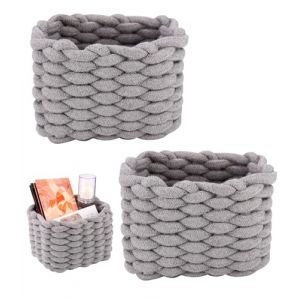 Lot de 2 paniers de rangement en coton tressé,Panier Rangement Bébé,Paniers de décoration,Rangement pour chambre d'enfant, salon, salle de bain, Gris (RODELLI GIULIA, neuf)