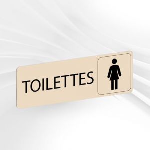 Plaque Signal&eacute;tique Toilettes Femmes &ndash; Plaque De Porte Adh&eacute;sive PVC 5 x 15 cm &ndash; 20 Couleurs Disponibles (Beige) (GRAVURE ET COMPAGNIE, neuf)