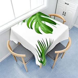 Morbuy Nappe de Table Carrée, Motif Feuilles de Plantes Nappes Imperméables Anti Tache Infroissable Nappe pour Salle à Manger Cuisine Jardin Picnic Exterieur (200x200cm,Feuilles Vertes) (Morbuy, neuf)