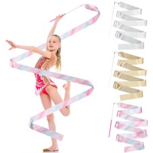 Sinmoe 3 Pcs Rubans de Danse 2 m Rubans de Gymnastique Scintillant avec Bâton Tournoyants Bâtons de Ruban Banderoles de Danse Gymnastique pour Enfants Filles Danse Artistique Gym Entraînement Cirque (Quuaancmi, neuf)