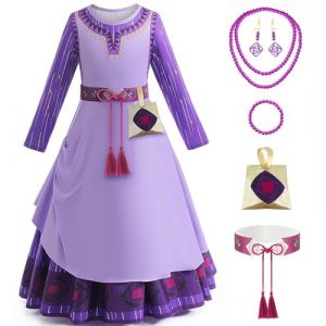 Cnexmin Wish Asha Costume Fille Robe de Princesse Asha Deguisement Asha pour Enfant avec Accessoires Halloween No&euml;l Anniversaire F&ecirc;te Partie Carnaval Cosplay Robe de Soir&eacute;e Violet 2-3 Ans/100 (TOP BENEFIT LIMITED, neuf)
