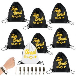 Vylyciy Team Bride Sac à Cordon,8PCS Sac a Dos Evjf, Sa Evjf Team Bride, Sa à Dos Cordon de Serrage de Mariée, Mariée Teams Brides Saa,Evjfs Futur Mariee Sacs pour Cadeau Mariage, Fiançailles,34x42CM (TEKTONIX LTD, neuf)