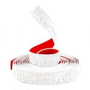 TECDW 6 M&egrave;tres Peler Et La Moulure Murale, Bordure Murale de Papier Peint Auto-adh&eacute;sive, Garniture de Moulage Flexible, Bordure de Papier Peint 3D Autocollante pour Miroir, Mur (Blanc, 3,6cm W) (DUNWEI, neuf)