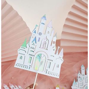 TTOA - Décoration de gâteau en forme de château irisé de princesse | Décoration de gâteau d'anniversaire | Pic à gâteau réutilisable (Iris Gift, neuf)